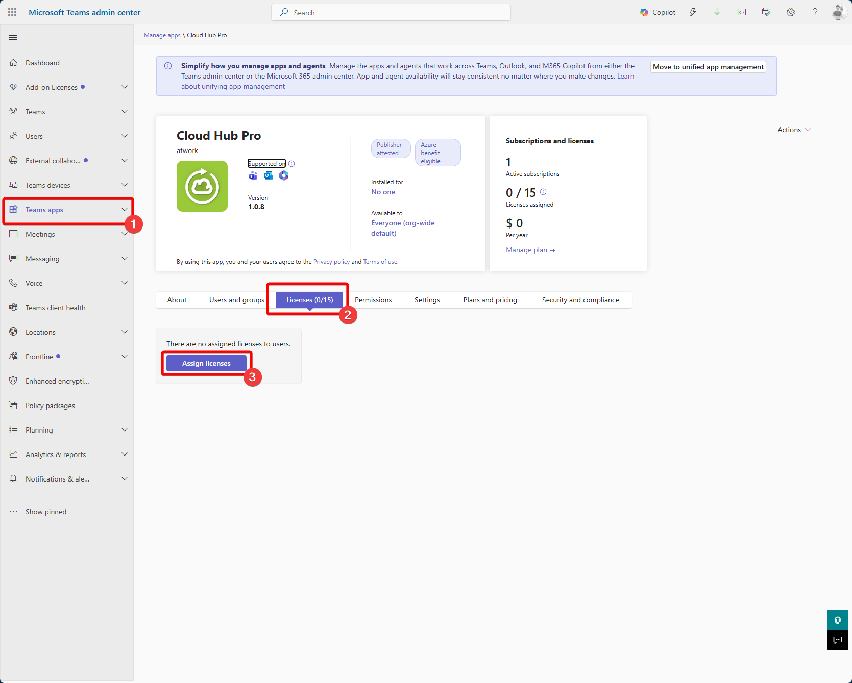 Teams Admin Portal - Assign License