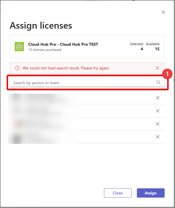Teams Admin Portal - Select Users