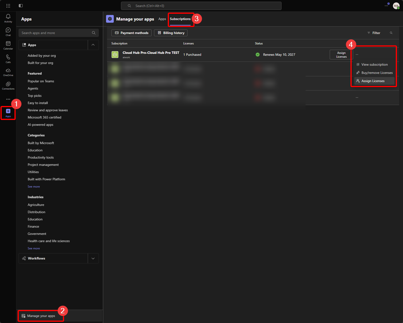 Teams Client - Subscription Management